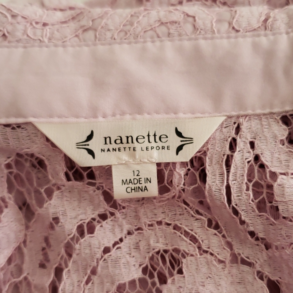 nanette lepore NEW Dress Lace ShirtDress 3/4 Sleeve Button Up Chic! - Picture 4 of 8